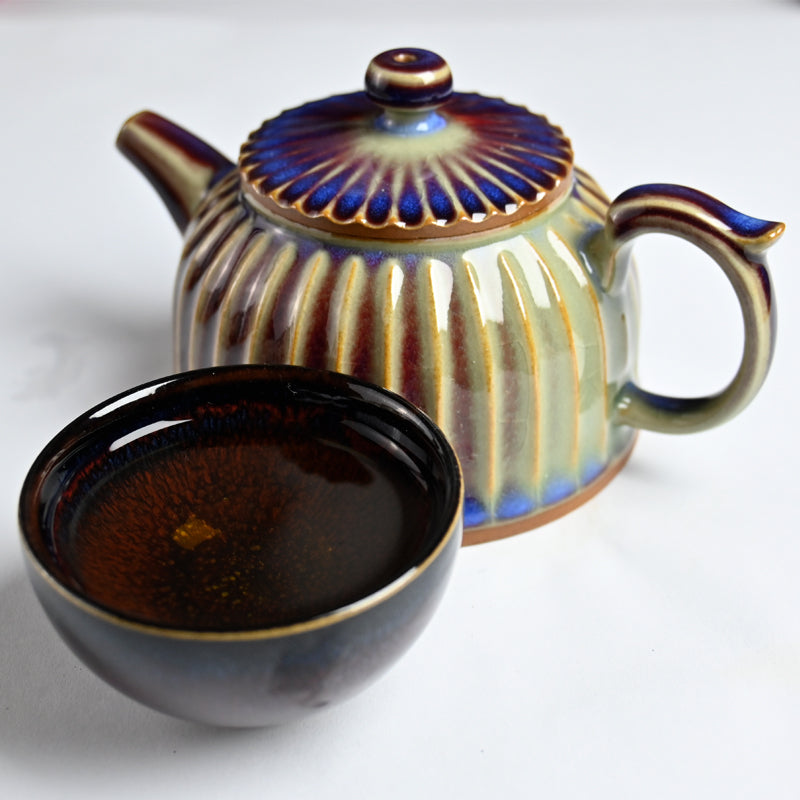 Tree Spirit Vision Jun Porcelain Tea Set - Handcrafted Traditional Chinese 6-Piece Tea Set for Tea Lovers